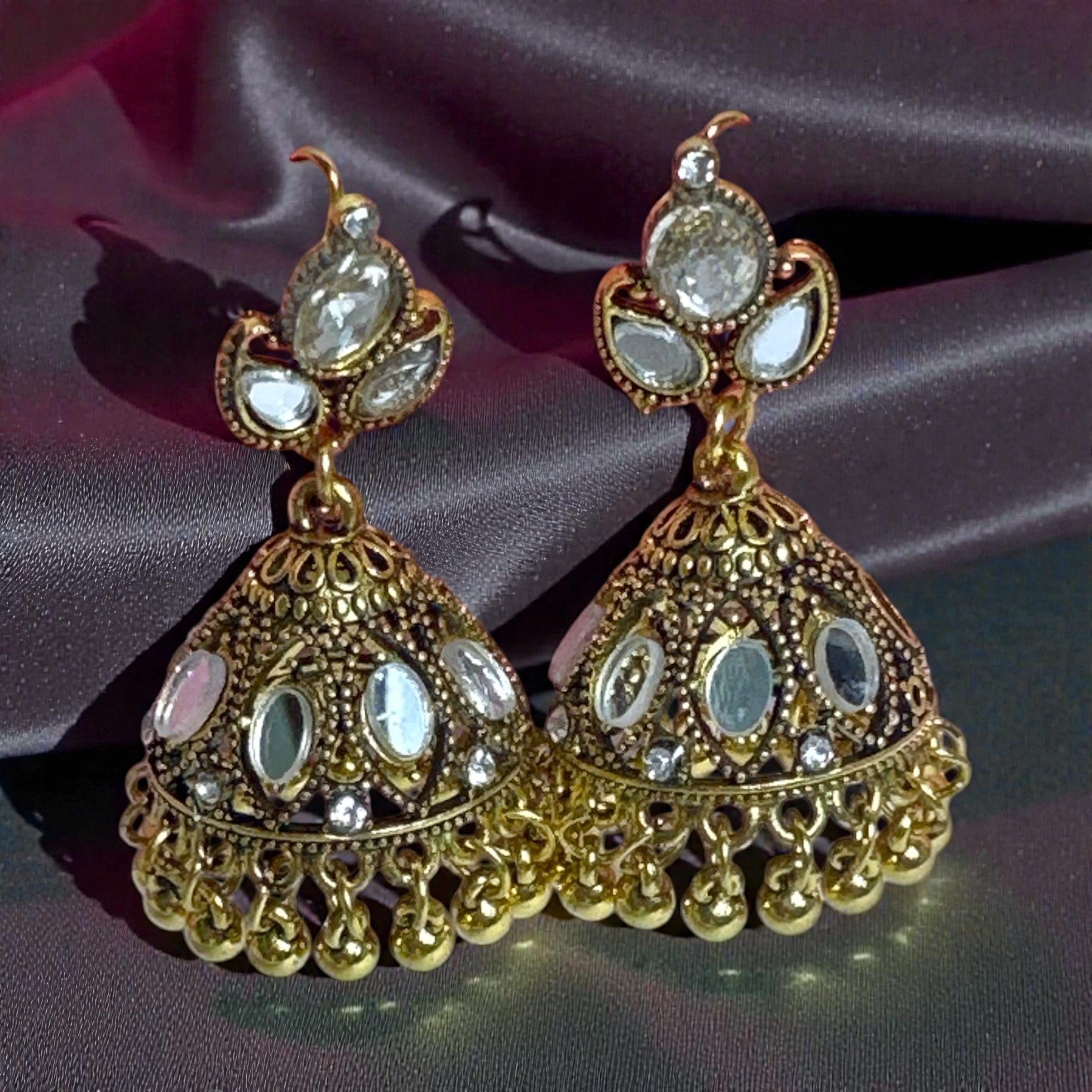 Mirror Jhumka Earrings