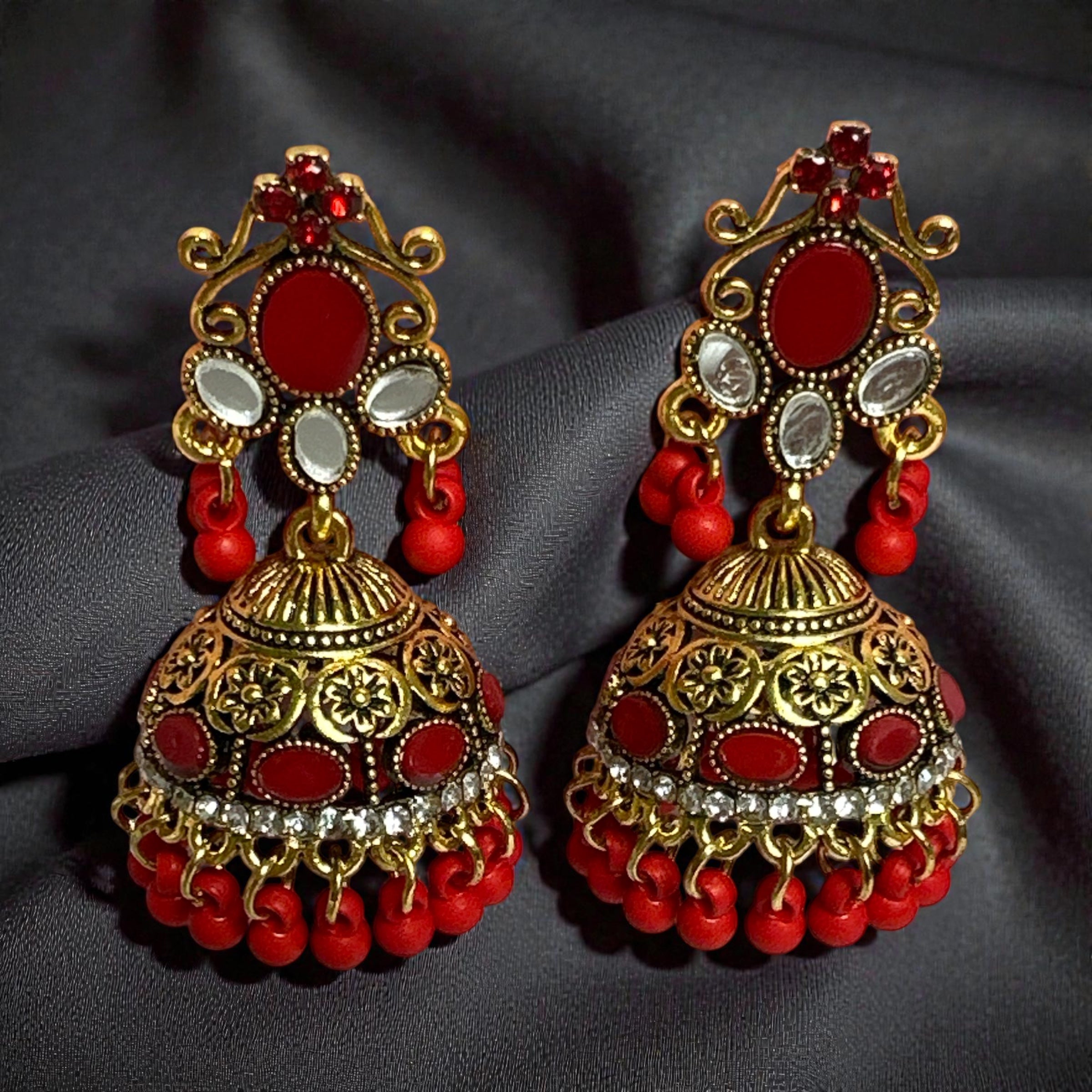 Zaywar Red Jhumka Earrings