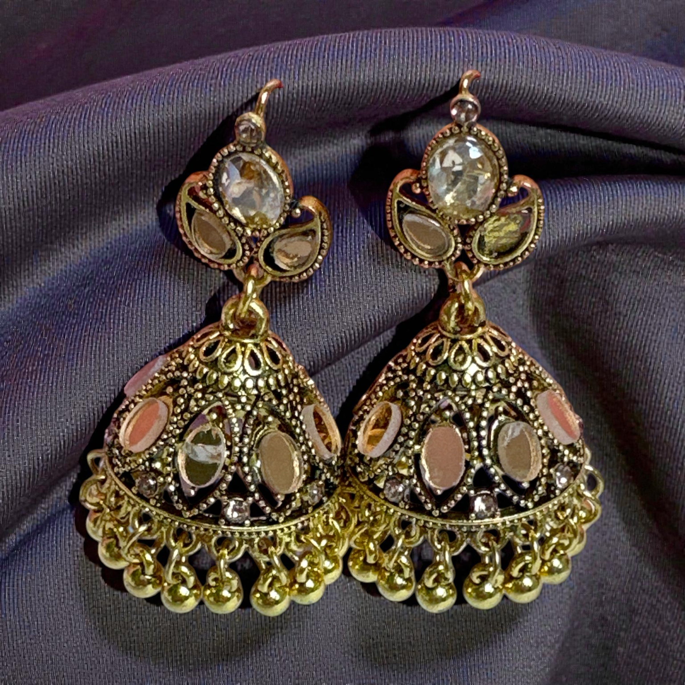 Traditional Gold-Toned Jhumka Earrings
