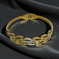Gold Plated Leaf Design Hinge Bracelet