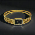 Gold Plated Watch Design Hinged Bangle
