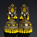 Gold-Toned Yellow Jhumka Earrings