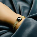 Gold Plated Bracelet with Black Stone