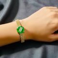 Gold Plated Bracelet with Green Stone