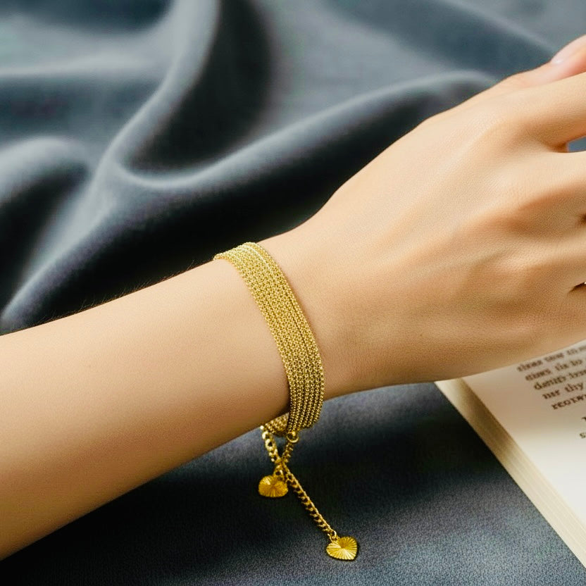 Gold Plated Heart Charm Bracelet