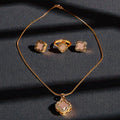Pinkish Ring Necklace & Earrings Set