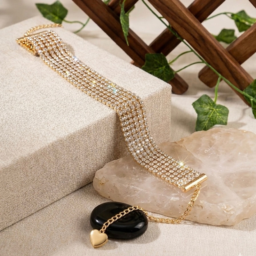 Gold Plated Heart Charm Bracelet